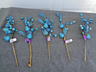 5 -  Blue Glittered Fruit Stems Floral Picks 16"