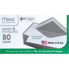 Mead Security Envelopes No. 6-3/4 80/PK White 75212