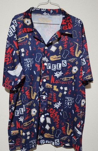 New Orleans Pelicans XL AOP Button Up Shirt Hawaiian NBA Mardi Gras - Picture 1 of 3