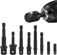 8 Pack Impact Socket Adapter Kit, 1/4" 3/8" 1/2" Drive Hex Shank Extension... 