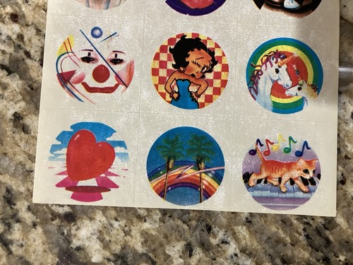 Vintage 80’s Lisa Frank Sticker Sheet S102 Betty Boop Complete Factory Defect - Picture 5 of 6