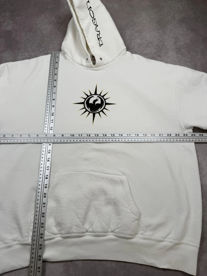 Дракон толстовка с капюшоном мужской 2XL белый пуловер толстовка графический рукав логотип карман - Изображение 4 из 4