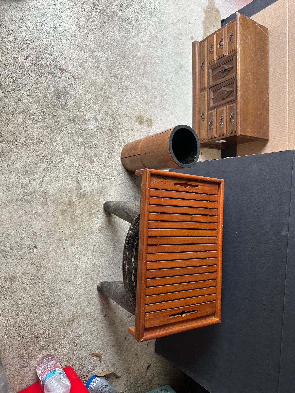 Vintage Chinese-Style Bamboo Gongfu Tea Tray & Brush Pot Holder Set