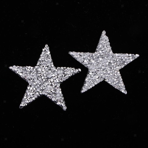 Star Sequins Sew Iron on Applique Embroidered Patches-Silver ( 6 Pieces) 6pcs - Picture 2 of 7