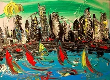 NEW YORK  POP ART  PAINTING Impasto  Abstract   CANVAS ORIGINAL FO7T