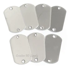 25 TWO HOLE BLANK STAINLESS STEEL DOG TAG SHINY OR MATTE FOR PARACORD BRACELETS