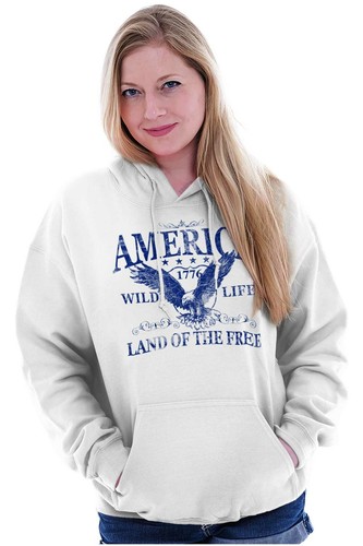 America Wild Life 1776 Land of the Free Adult Long Sleeve Hoodie Sweatshirt - 第 5/9 張圖片
