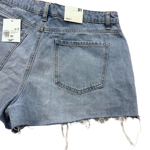 Forever 21 Distressed zerrissen Spitze Knopfleiste Denim abgeschnitten Booty Shorts 31 neu mit Etikett - Bild 9 von 11
