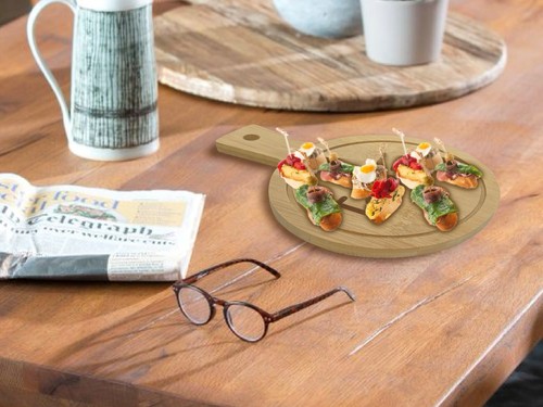 Set of 2 Mini Round Slate & Bamboo Tapas Boards – Cheese, Charcuterie, Tasting P - Picture 8 of 9