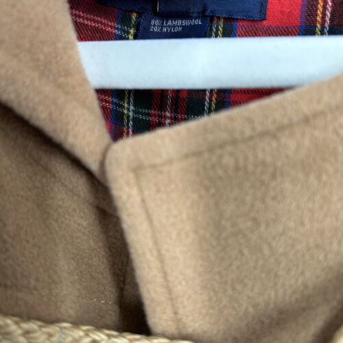 Vintage Ralph Lauren Lambswool Toggle Coat Brown Large Women’s Large Red Plaid - Picture 5 of 6
