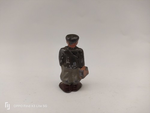 Plomb peint personnage civil voyageur train avec valise - Imagen 2 de 4