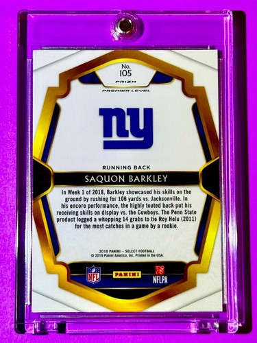 Saquon Barkley RARE SILVER PRIZM ROOKIE PANINI SELECT SP REFRACTOR RC INVESTMENT - Picture 4 of 5