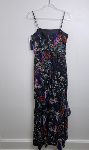 $525 SHOSHANNA Janea Floral Ruffle Dress In Jet Plum Multi Hi - Low Size 6 NWT - Picture 5 of 15
