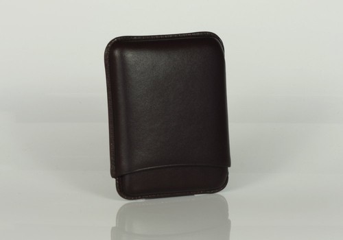 MARTIN WESS BROWN SMOOTH GOATSKIN / COWHIDE LEATHER CIGARILLO CIGAR CASE *NEW* - Picture 2 of 4