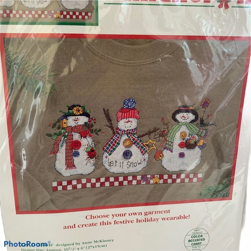 New Dimensions Let it Snow Snowman Waste Canvas Design Counted Cross Stitch Kit - Picture 3 of 5