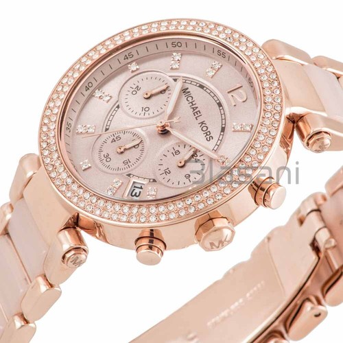 Michael Kors Original MK5896 Women's Parker Rose Gold Blush Crystal Set Watch - Picture 3 of 6