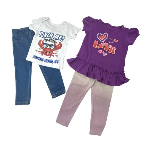 Garanimals & Wings 12M Trajes de Bebé Púrpura Love Top con Leggings Ombre y Camiseta Cangrejo - Imagen 1 de 7