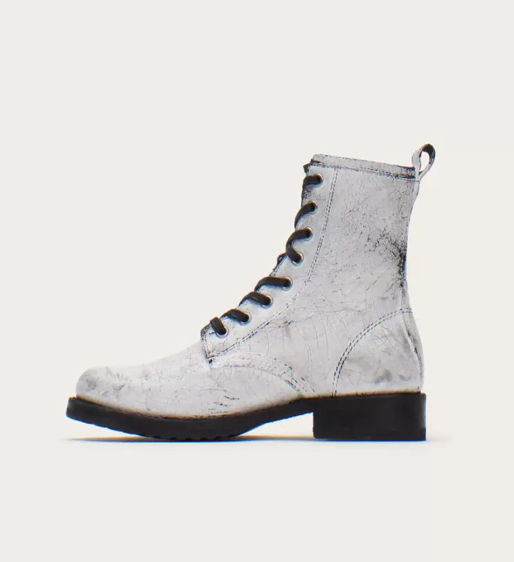 Frye white combat boots sales