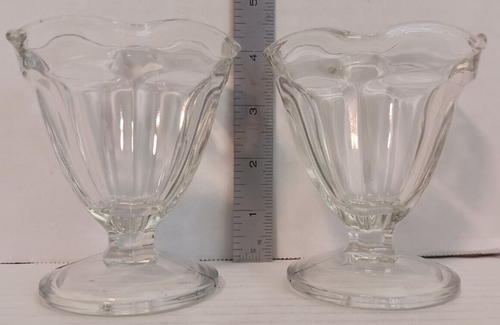 Vintage Anchor Hocking Glass Pedestal Parfait Dessert Cups - Set of 2 FREE SHIP