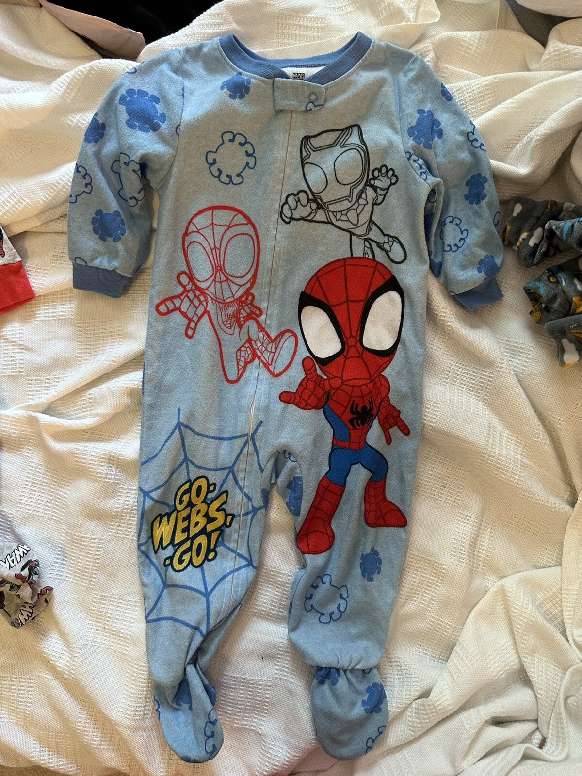 Marvel SpiderMan Baby Pajamas 24 Months NWOT; Mon Petit Velvet Pajamas