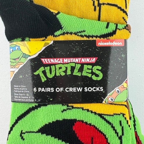 HYP Teenage Mutant Ninja Turtles 6 Pairs Mens Crew Socks Shoe Size 6-12 - Picture 3 of 9