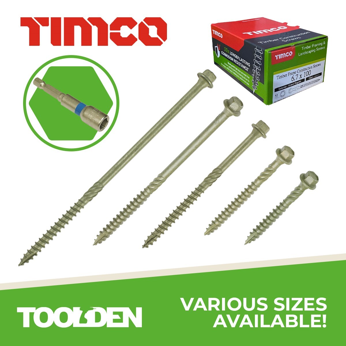TIMCO INDEX SCREWS HEX HEAD LANDSCAPE SLEEPER DECKING TIMBERFRAME