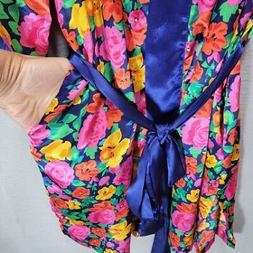 VTG Victorias Secret Robe Womens OS 90s Y2K Gold Label Kimono Floral Sexy Satin
