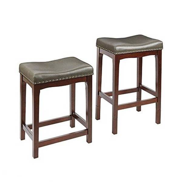 Set Of 2 Farmhouse Saddle Adjule Cushioned Bar Stools Cherry Set Of 2 Farmhouse Saddle Adjule Cushioned Bar Stools Cherry Wood Finish For