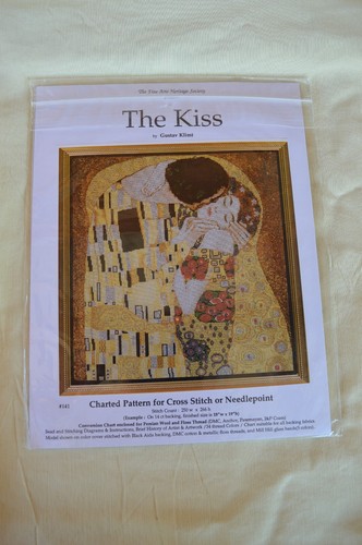 Fine Arts Heritage Cross Stitch Needlepoint Pattern 141 The Kiss Gustav Klimt - Picture 2 of 7