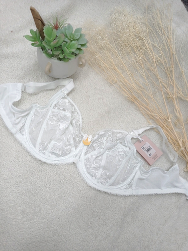 Balcony Non-Padded White Soft Net Bra Size 34 G- Comfortable & Stylish - Picture 3 of 5