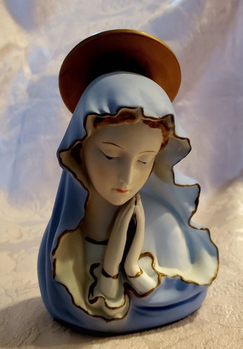 Vintage Norcrest Madonna Jungfrau Maria betende Büste Figur mit Original Etikett