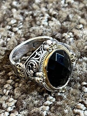 Konstantino Faceted Black Onyx Oval Ring Size 7 Sterling Silver 18k Gold eBay
