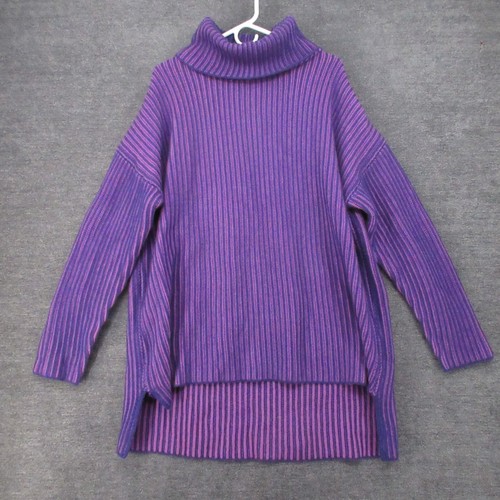 Naadam Sweater Womens XL Cashmino Ribbed Turtleneck High Low Tunic Purple - Picture 5 of 13