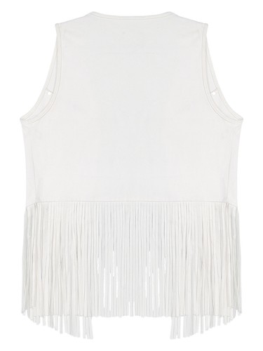 *Women Fringe Vest 70s Hippie Costume Sleeveless Faux Suede Tassel Outerwear - Picture 30 of 81