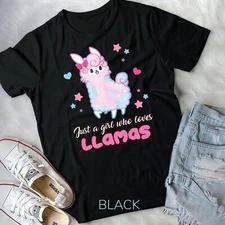 Cute Llama Girl Shirt Just A Girl Who Loves Llamas T-Shirt Unisex T-shirt