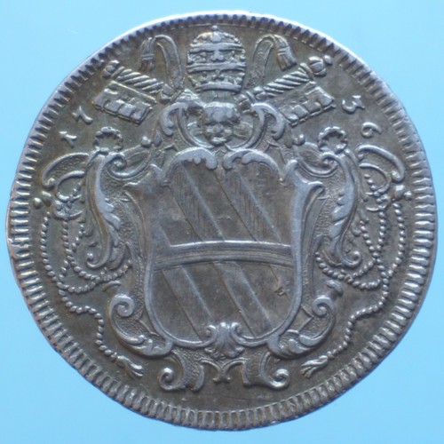 CLEMENTE XII TESTONE 1736 ROMA ARGENTO SILVER COIN BB CURRENCY COLLEZIONE - Imagen 2 de 2
