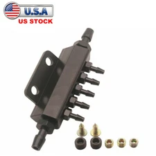 5 Port Car Vacuum Block Intake Manifold Kit Fuel Gas Wastegate Turbo Boost Black