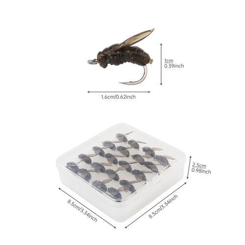 20Pcs/Box Fly Fishing Lure Nymph Dry Flies Bionic Bait Fly Trout Fishing Lures - Picture 2 of 10