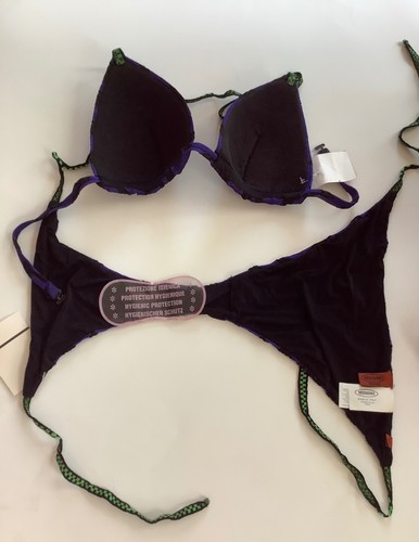NUEVO MISSONI Conjunto de Bikini Icónico Etiqueta Naranja Zig Zag Tanga, Púrpura (Talla 40) - Imagen 13 de 14