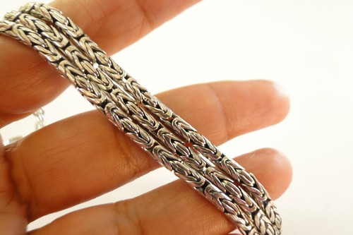 Balinese Byzantine Three Chain No Stone Sterling Silver Toggle Bracelet - Picture 1 of 4