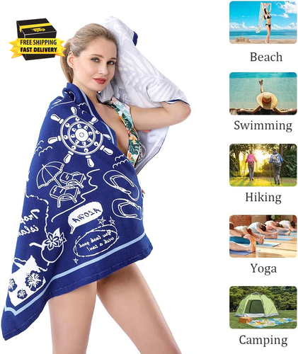 Beach Towel Microfiber Beach Towels Sand Free Quick Dry Lightweight Travel Towel - Picture 3 of 7