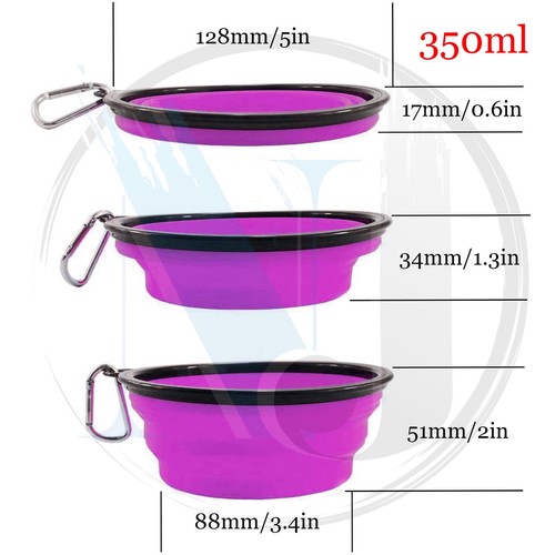 Collapsible Dog Bowl Folding Travel Pet Food Feeder Water Portable Dish 350ml - Picture 9 of 11