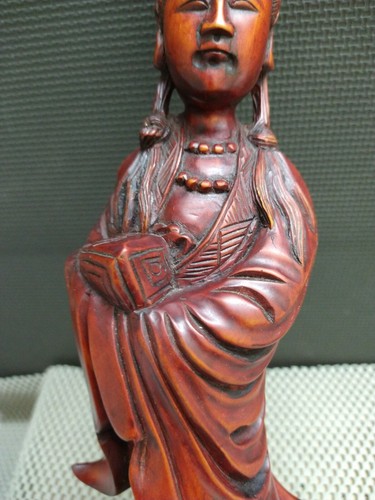 Antique Chinese Hand Carved Hardwood Kwanyin Guanyin Figurine - Picture 7 of 10