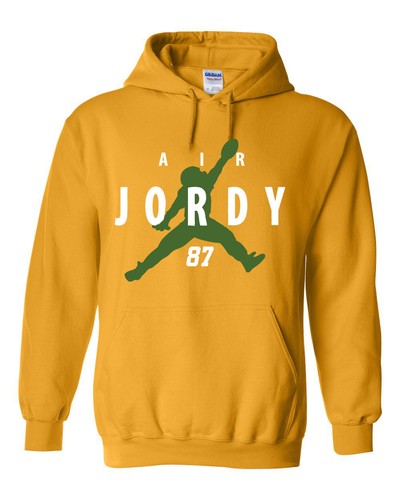 FELPA CON CAPPUCCIO ORO Jordy Nelson Green Bay Packers ""Air Jordy"" - Foto 1 di 2