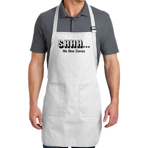 Shhh No One Cares Gift Apron Full Length Sarcastic Humorous Funny Gift Quotes - Picture 5 of 11