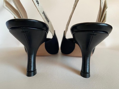 CHRISTIAN DIOR J'ADIOR FABRIC & RIBBON BLACK NOIR SHOES SLINGBACK LOW HEEL 39.5 - Picture 7 of 8