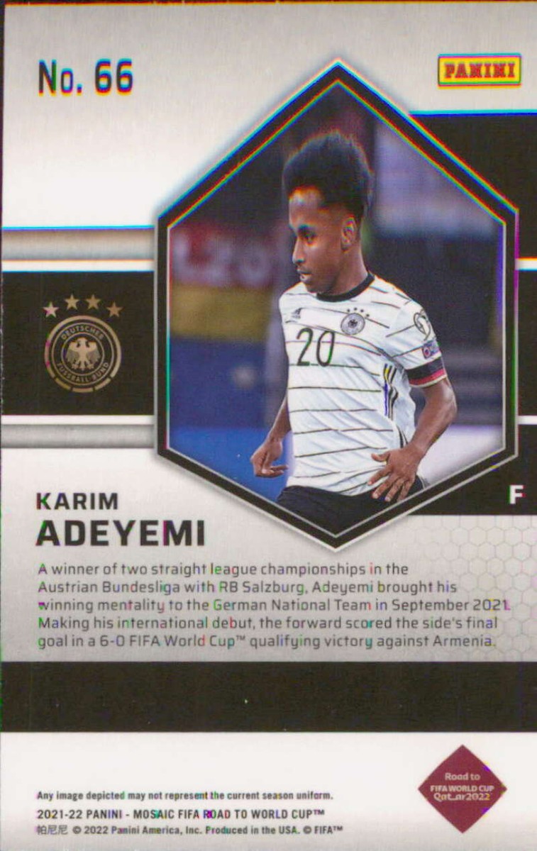2021-22 Panini Mosaic FIFA Road to World Cup #66 Karim Adeyemi