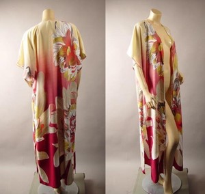 Japanese-Floral-Pattern-Vtg-y-20s-30s-Long-Maxi-Kimono-Robe-265-mv-Jacket-S-M-L