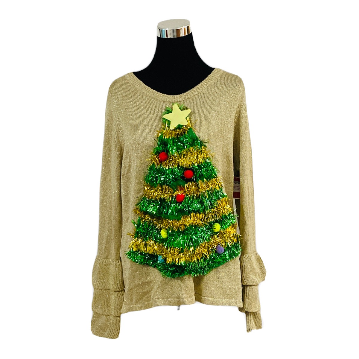Gold ugly christmas sweater hot sale