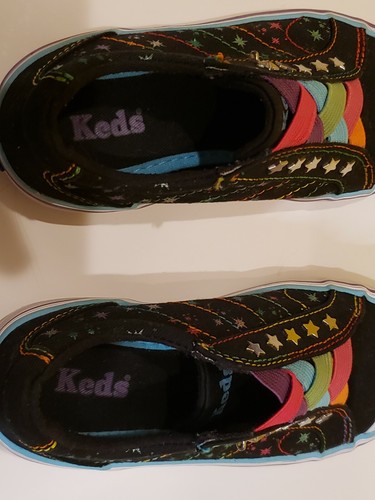 Perfect - Girls Keds Skedaddle Slip On Shoes Black Stars Colorful 11M - Picture 7 of 8